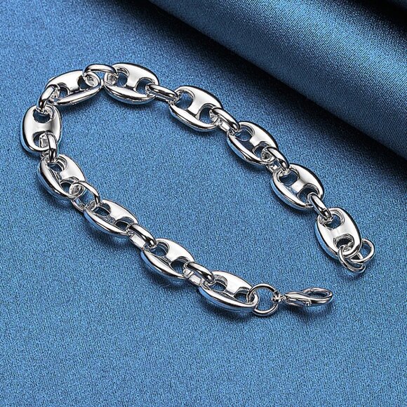 Stunning 7.75 Inch Long Anchor Style Bracelet - Silver - Picture 4 of 6